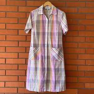 ELLEN ORTON Women's Plaid Button Front Dress Size Medium Made in Oreg